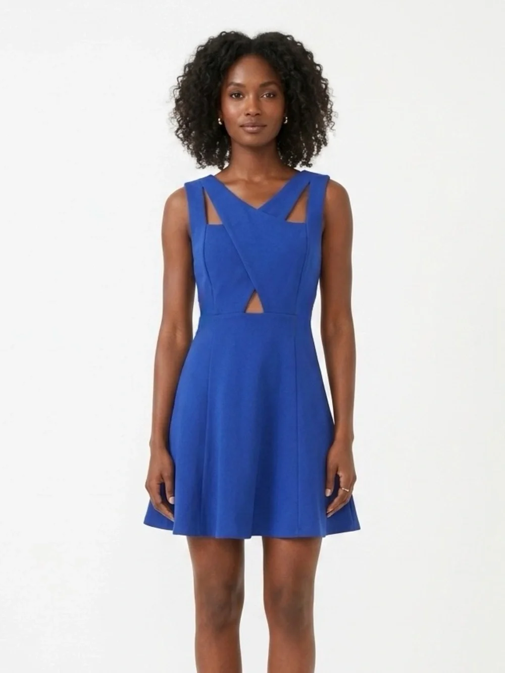 [J.O.A.] Blue Crossover Cut Out Dress
